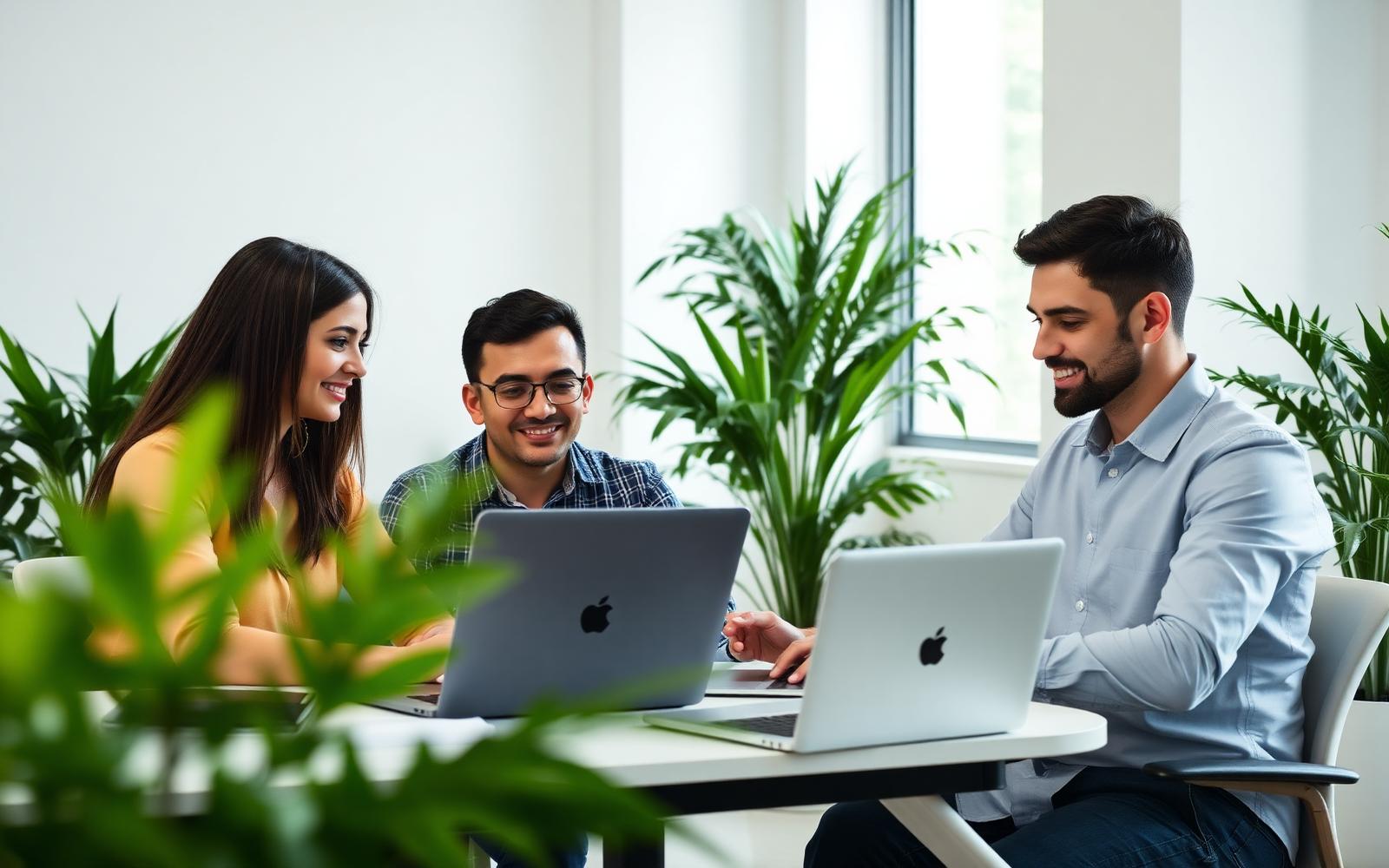 Software team collaborating in modern office